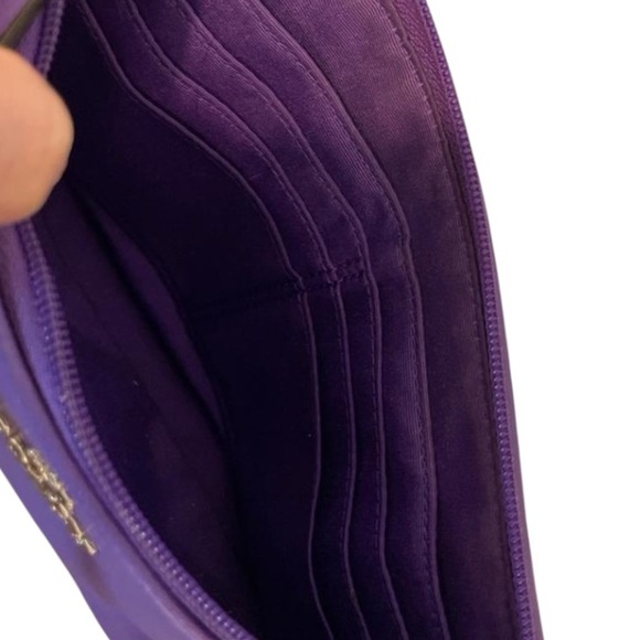 Coach Colette Smooth Leather Medium Pleated Wristlet Clutch in Purple - Picture 3 of 7